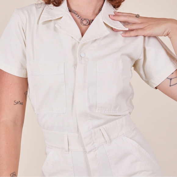 Big Bud Press Short Sleeve Jumpsuit in Vintage White Tee - Picture 3 of 13